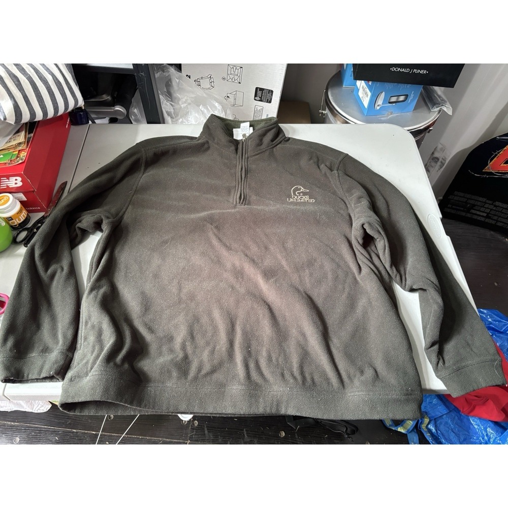 Ducks Unlimited Fleece Sweatshirt 1/4 Zip Mens XXLPullover Black Hunting Fishing